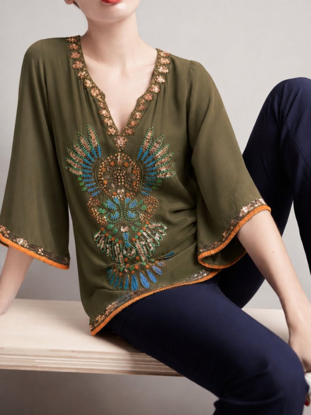 Silk Embroidered and Beaded Tunic (1333)